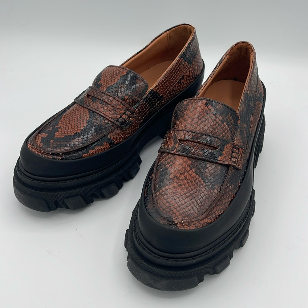Ganni Embossed Snake Chunky Loafer